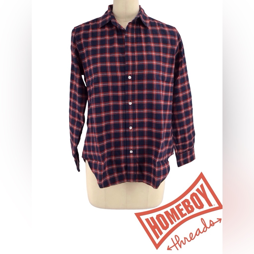 Frank & Eileen Navy and Red Plaid Button Down Shirt - Picture 1 of 4